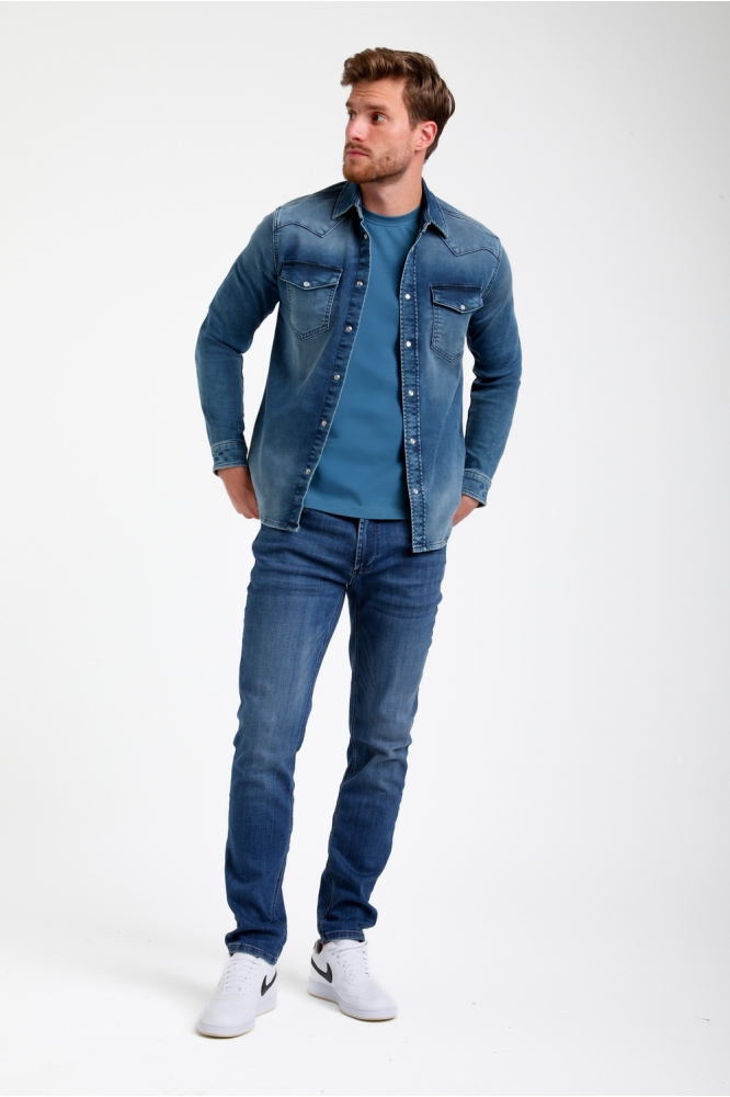 DENIM JOGG OVERHEMD 335536 915 Bleach